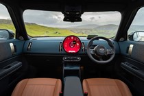 MINI Countryman (2024) review:n dashboard and infotainment system, tan upholstery