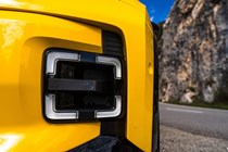 Renault 5 E-Tech (2024) review: fog light detail shot, yellow paint