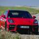 Porsche Panamera GTS: front three quarter cornering, red paint