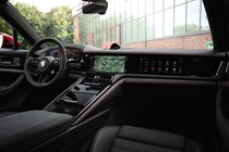 Porsche Panamera GTS: dashboard and infotainment, black upholstery