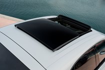 Porsche Macan (2024) review: sunroof detail shot, silver paint