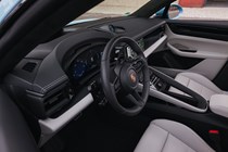 Porsche Macan Electric (2024) review: dashboard, black and cream leather upholstery