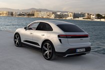 Porsche Macan (2024) review: rear three quarter static, marina, silver paint