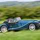 Morgan Plus Six review - front side, blue, driving in countryside, exclusive Bauer image