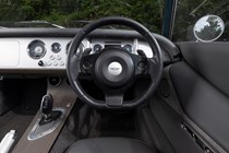 Morgan Plus Six review - interior, steering wheel, paddleshifters, BMW lever for automatic transmission, exclusive Bauer image