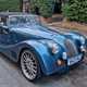 Morgan Plus Six review - front, blue, parked with roof up, exclusive Bauer image