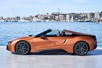 BMW i8 Roadster side, roof down