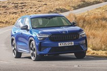 Skoda Kodiaq review - Kodiaq vRS, front, blue, cornering