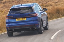 Skoda Kodiaq review - Kodiaq vRS, rear, blue, cornering