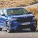Skoda Kodiaq review - Kodiaq vRS, front, blue, cornering
