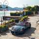 Maserati GranCabrio Trofeo review: front three quarter driving, marina, black paint