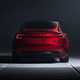 Tesla Model 3 Performance: rear static, low angle, red paint, studio shoot