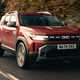 Dacia Duster review - front, red, driving in wet