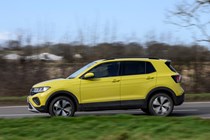 Volkswagen T-Cross in yellow, side profile