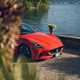 Maserati GranCabrio Folgore review: front three quarter static, bonnet orange paint