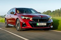 Best electric estate cars 2024 - BMW i5 Touring, red, front, driving