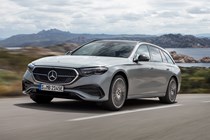 Best plug-in hybrid estate cars 2024 - Mercedes E-Class, front, silver, driving