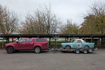 Isuzu D-Max towing Sunbeam Alpine racing car