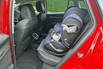 Skoda Elroq review, rear seat with child seat fitted to Isofix mounting points
