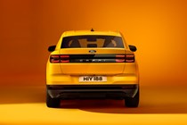 Ford Capri (2024) launch: rear static, studio shoot, yellow paint