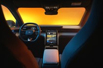 Ford Capri (2024) launch: dashboard and infotainment system, black upholstery