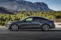 Audi A5 Sportback (2024): side view static, grey paint