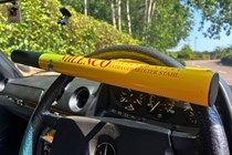 The Milenco HS Steering Wheel Lock attached to a steering wheel