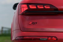 Audi Q7 (2025) review: rear light detail, red paint