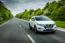 White 2018 Nissan Qashqai front three-quarter driving