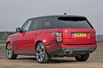 Red 2019 Range Rover SVAutobiography Dynamic rear three-quarter