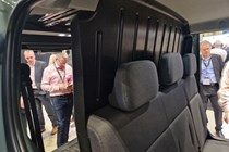 Kia PV5 electric van movable Crew Van bulkhead at the CV Show 2025.