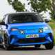 Alpine A290 review, blue, exterior, moving, front three quarters | Parkers