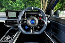 Alpine A290 review, interior, black, steering wheel | Parkers