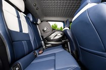 Alpine A290 review, interior, blue, rear seats with child seat | Parkers