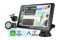 ATOTO P8 Portable 7'' QLED Display Car GPS Stereo, with HD 1080P Rear DVR Cam