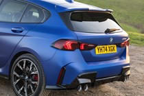 BMW M135 (2024) review: tail lights and rear valance, matte blue paint