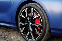 BMW M135 (2024) review: alloy wheel, matte blue paint