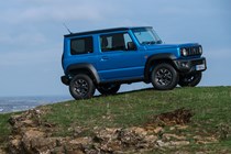 Suzuki Jimny review - front view, blue, off-road