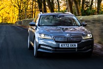 Skoda Superb Estate review - dead-on front view, driving
