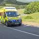 Image of a Fiat Ducato ambulance driving with lights flashing