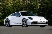 Porsche 911 992.2 Carrera T in white, static front three-quarter