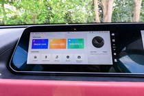 GWM Ora 03 review, interior, black, red, infotainment screen | Parkers