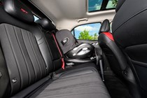GWM Ora 03 review, interior, black, red, rear seats, child seat | Parkers
