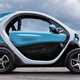 Blue and white 2018 Renault Twizy coupe side elevation