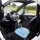 Blue and white 2018 Renault Twizy coupe interior and dashboard