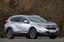 Honda CR-V (2023) review: front three quarter static, silver paint