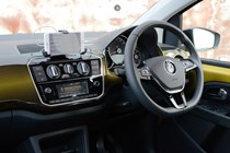 VW Up interior detail steering wheel