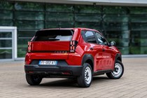 Fiat Panda (2025) review: rear three quarter static, red paint