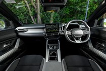 Dacia Bigster (2025) review: dashboard and infotainment system, black and grey upholstery