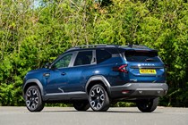 Dacia Bigster (2025) review: rear three quarter static, blue paint